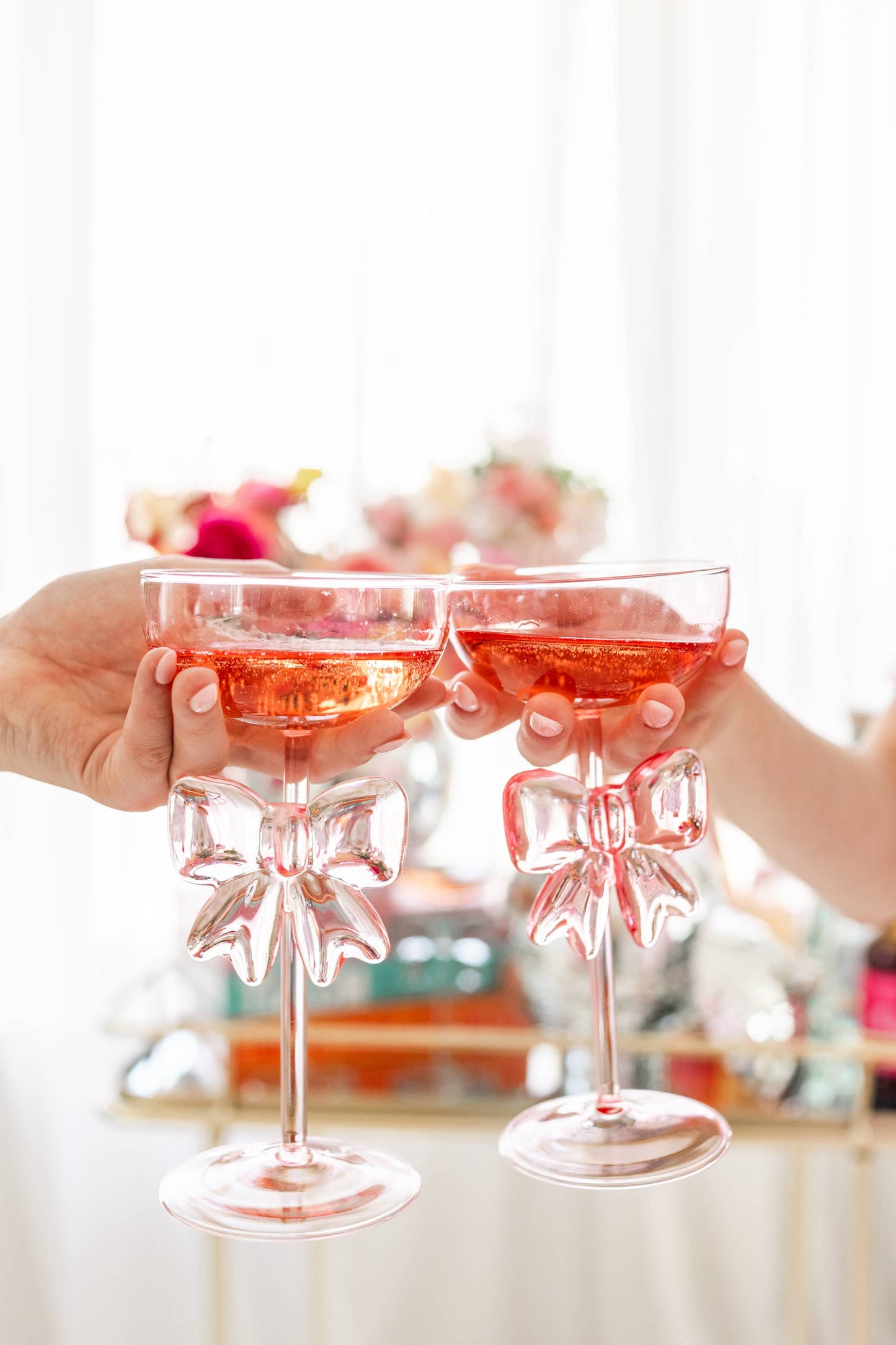 Pink Bow Coupe Wine Glass