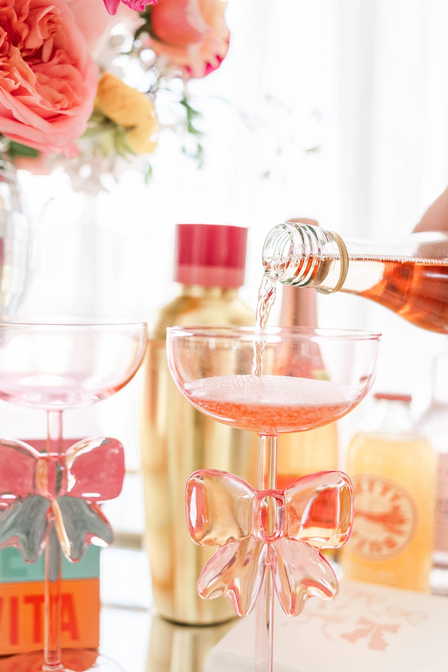 Pink Bow Coupe Wine Glass