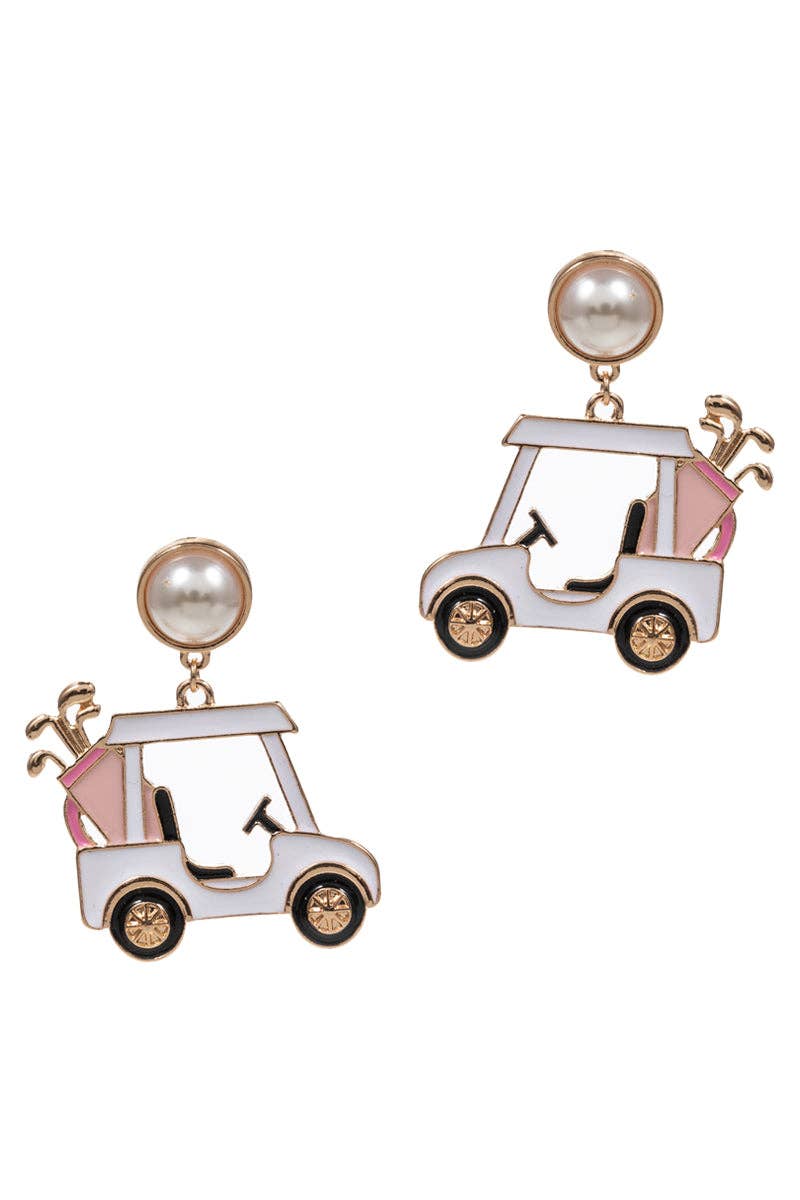 Golf Cart Pearl Earrings - White