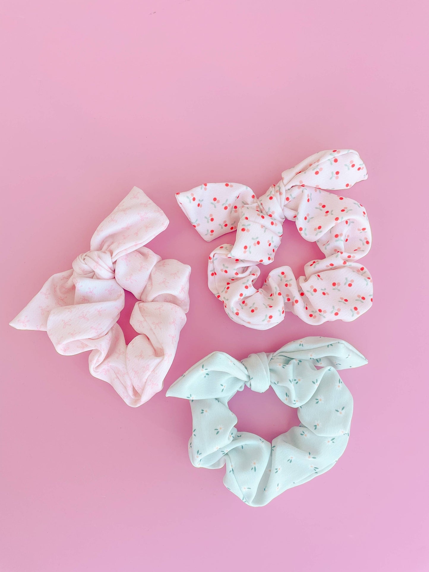 Silky Hair Bow Scrunchie - Cherry