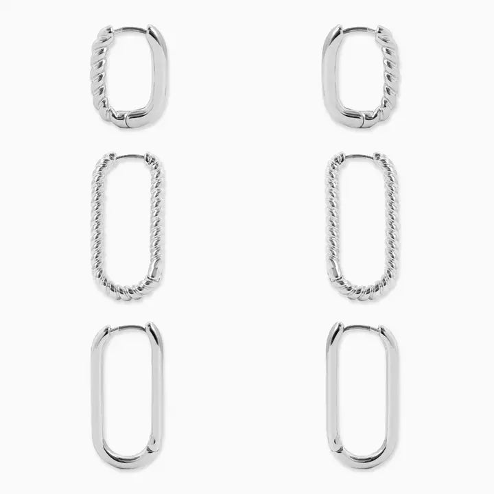Long U-hoop Variety Earring Set of 3