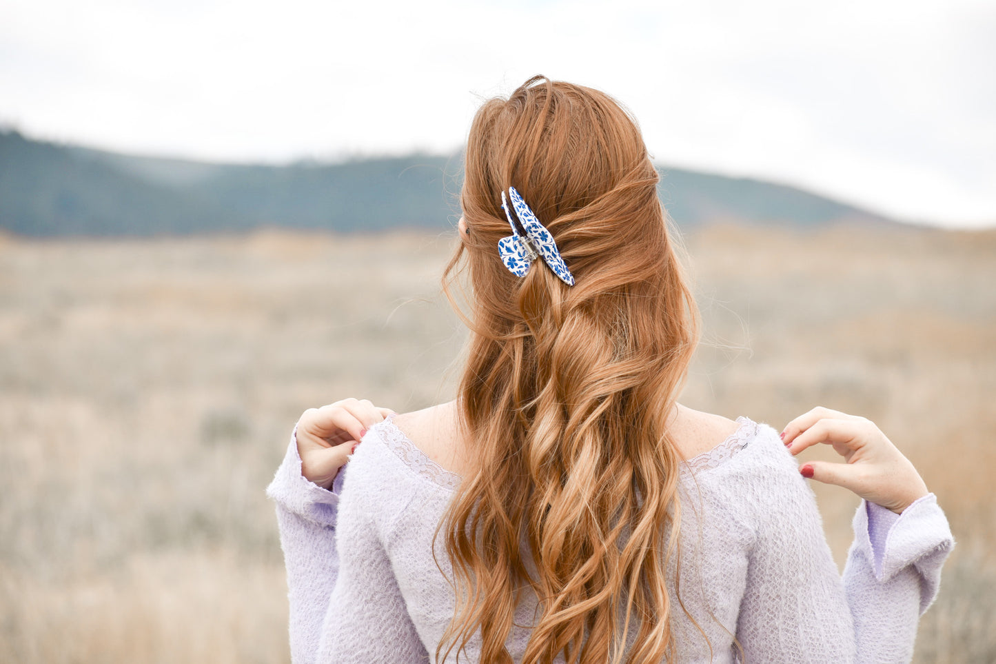 Porcelain Floral Claw Clip