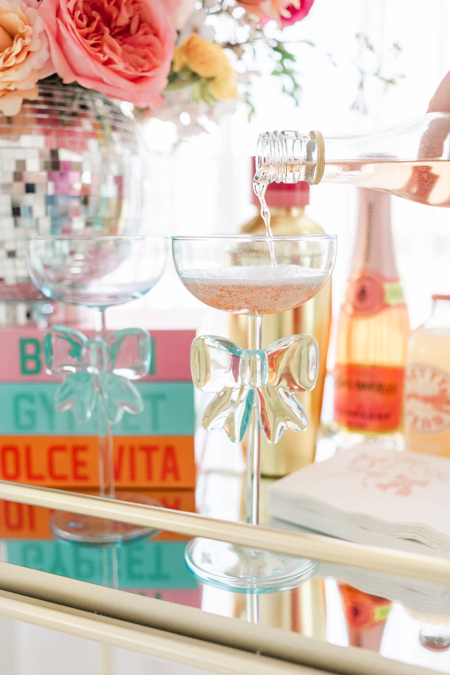 Pink Bow Coupe Wine Glass