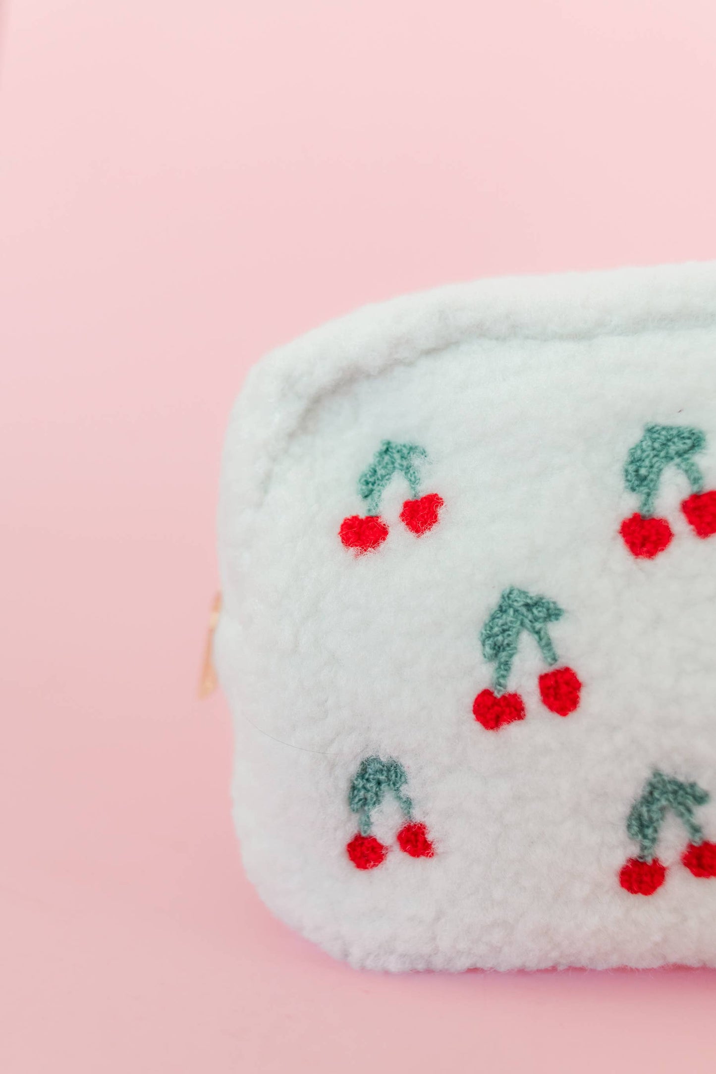 Cherry Teddy Cosmetic Zipper Bag - Large