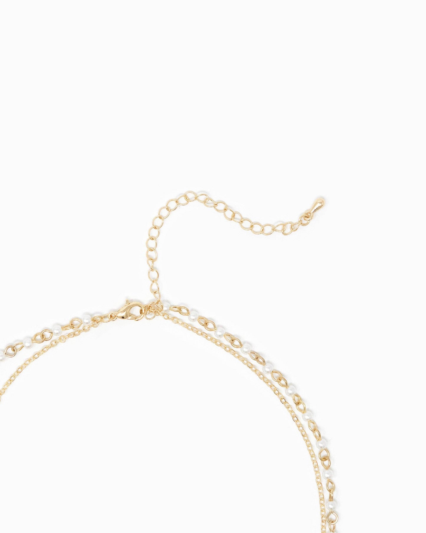 Double Layered Clover Necklace with Pearl Chain