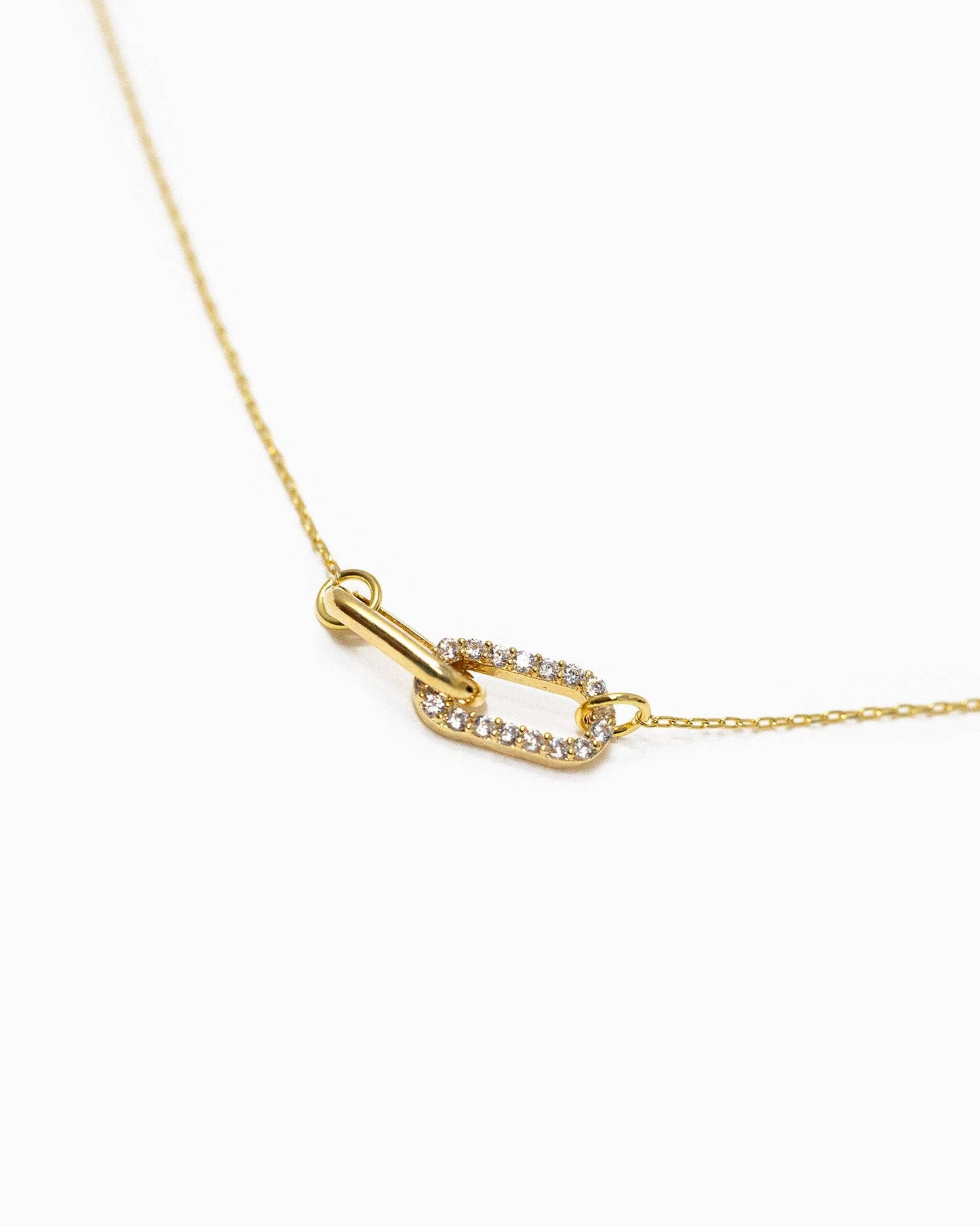 CZ Clip Link Pendant Necklace