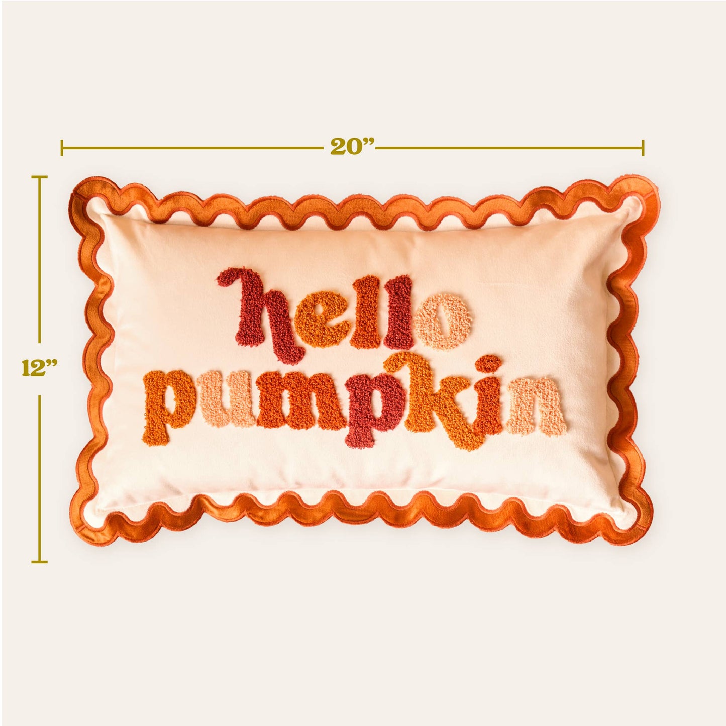 Hello Pumpkin Scalloped Rectangle Throw Pillow