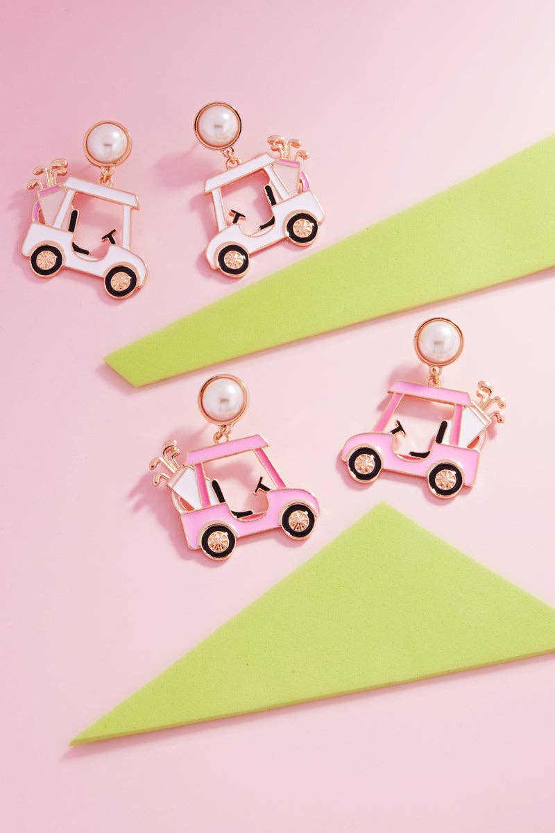 Golf Cart Pearl Earrings - White