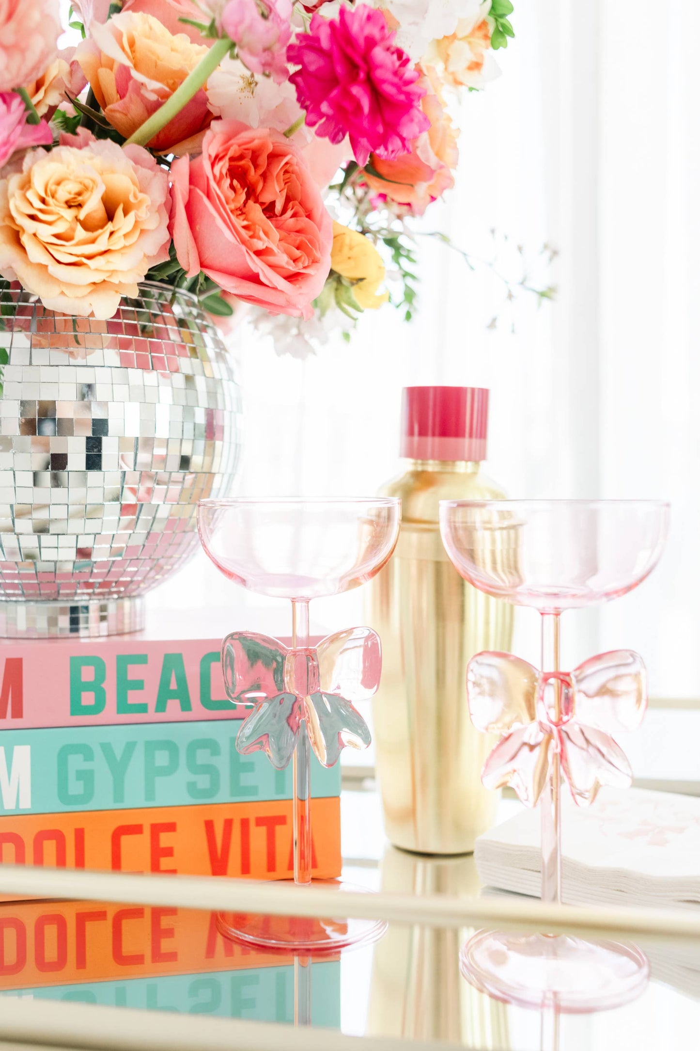 Pink Bow Coupe Wine Glass