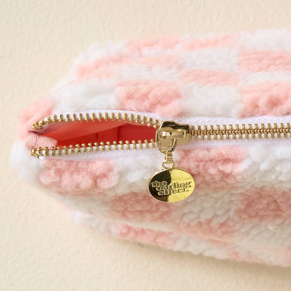 Teddy Pouch - Checkered Blush