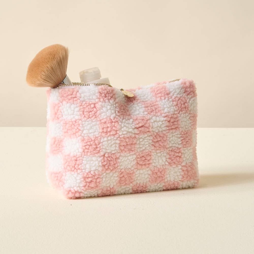 Teddy Pouch - Checkered Blush