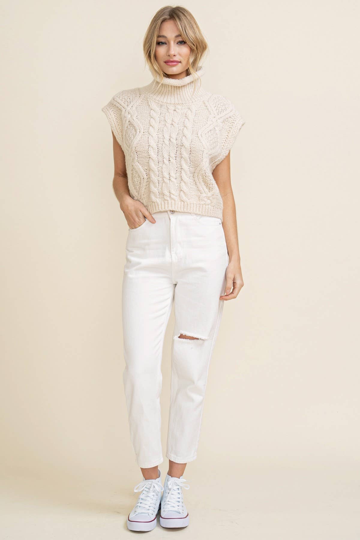 Cable Knit Turtle Neck Sweater