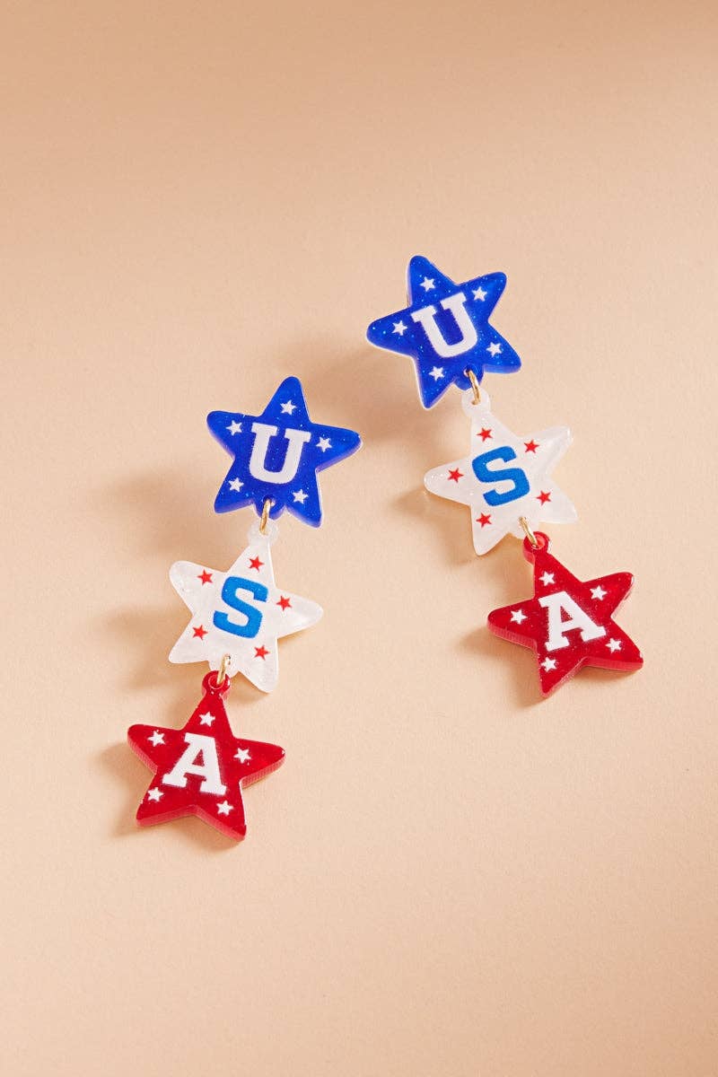 USA Star Earrings