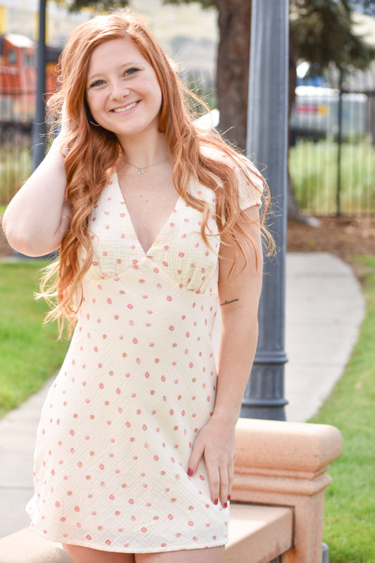 Strawberry Cap Sleeve Mini Dress