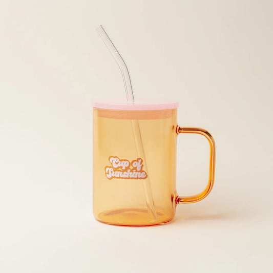 Color Glass Mug with Handle - Orange Cup of Sunshine