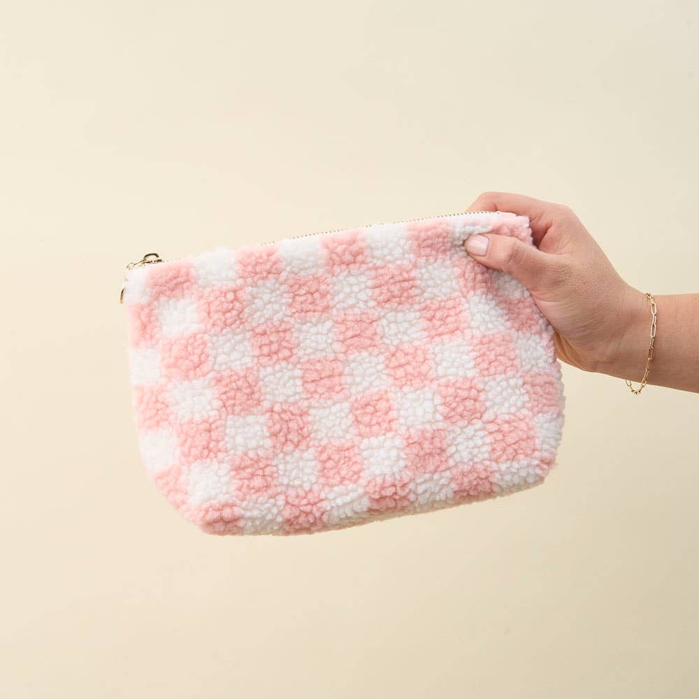 Teddy Pouch - Checkered Blush