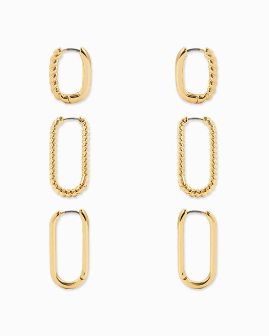Long U-hoop Variety Earring Set of 3
