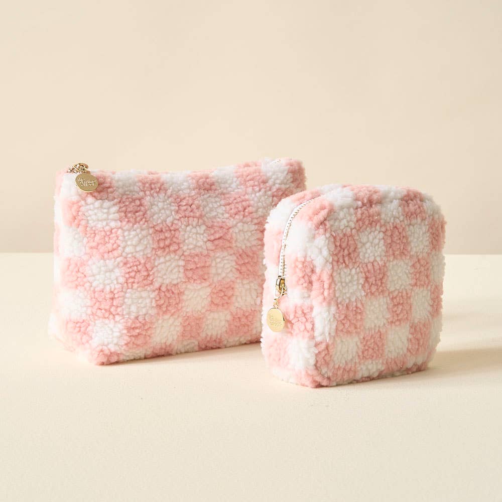 Teddy Pouch - Checkered Blush