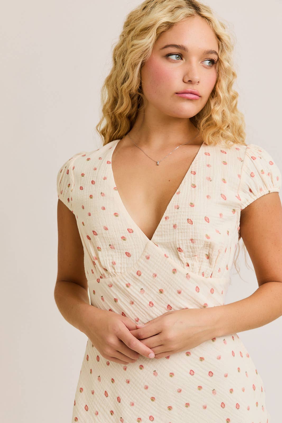 Strawberry Cap Sleeve Mini Dress