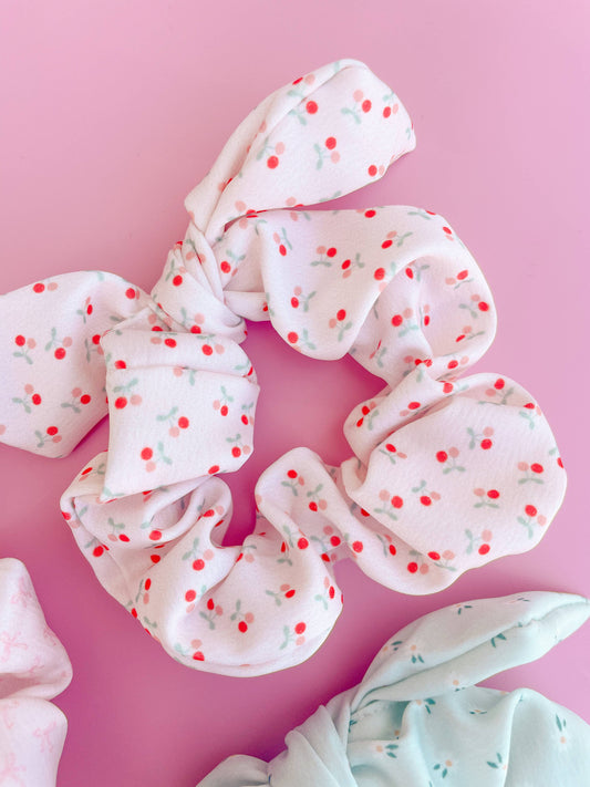 Silky Hair Bow Scrunchie - Cherry